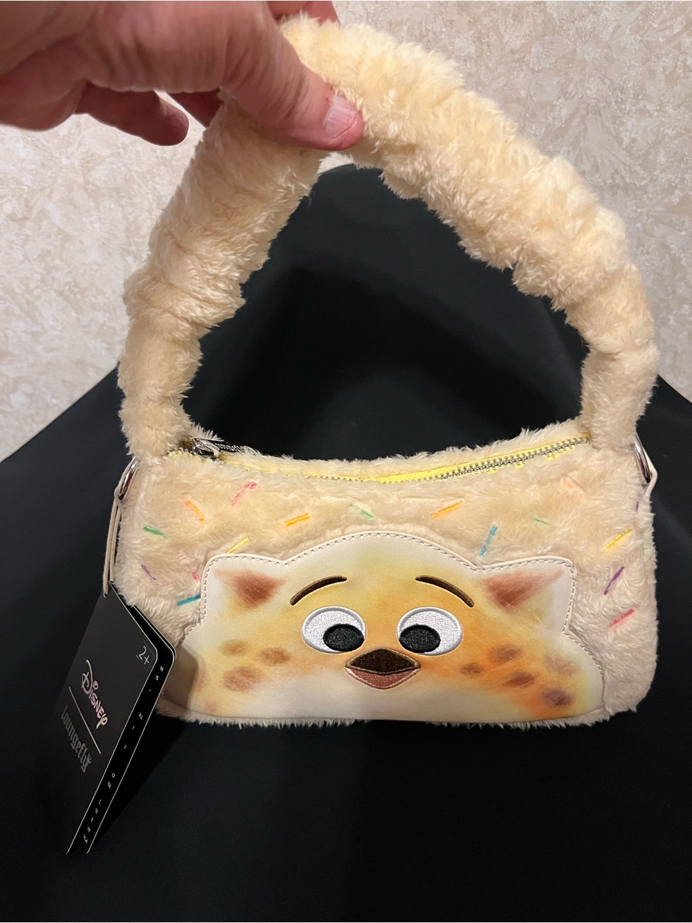 Disney Cream Plush Character Handbag with Pastel Stitching